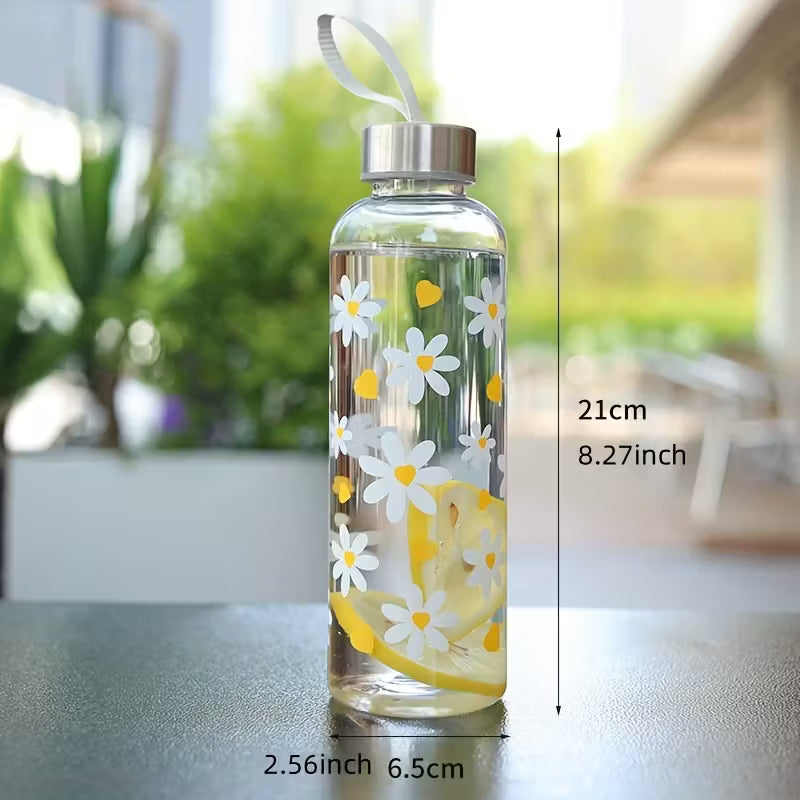 Sunny Daisy Glass Bottle — Refresh Your Day with Every Sip